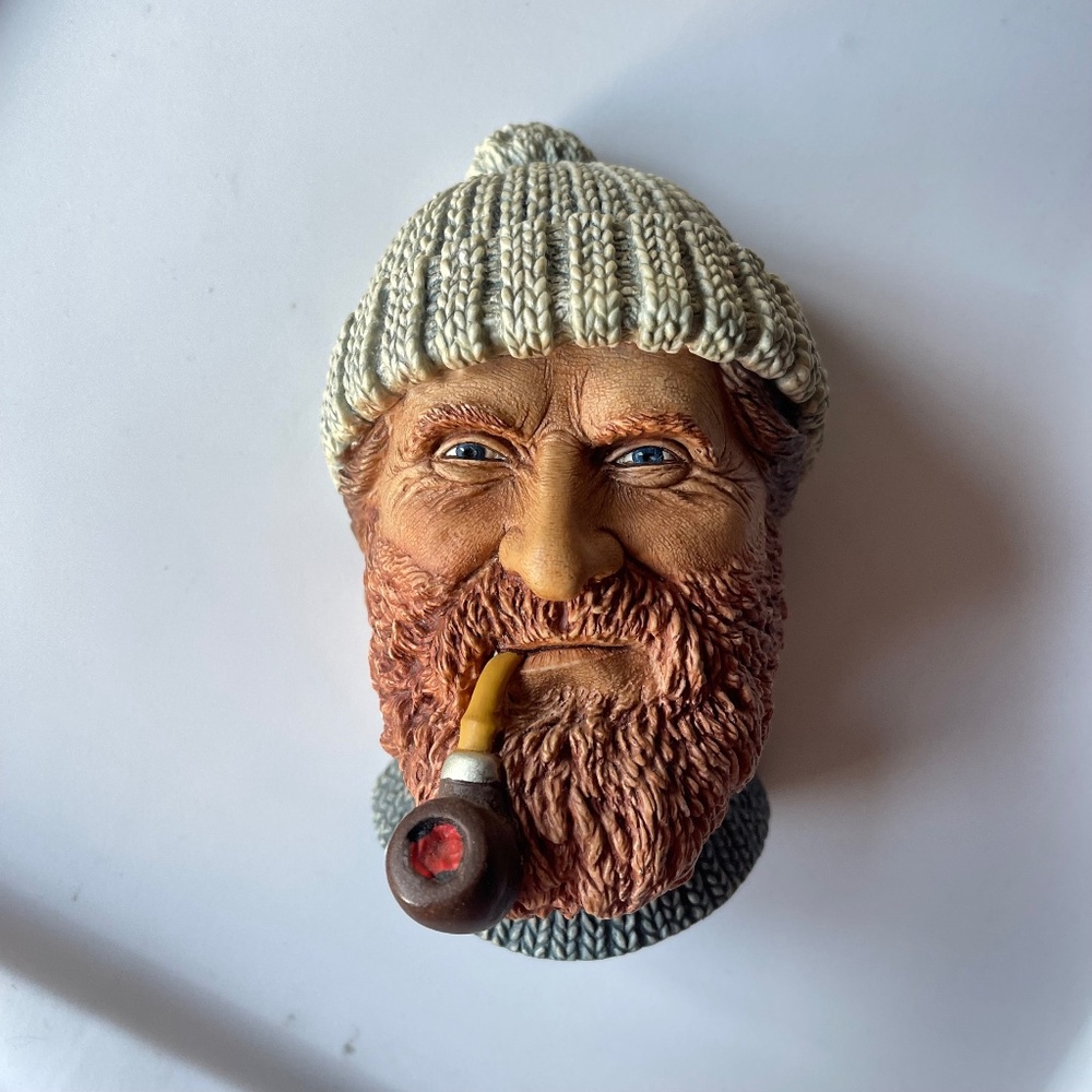Bossons Chalkware Head Fisherman with Pipe and Stocking